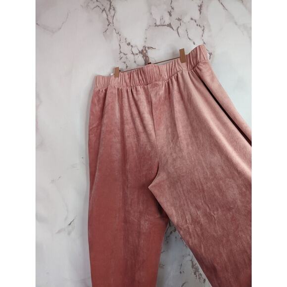 ASOS Sweatpants Women 14 Large Pink High Rise Stripe Jogger Pull On Velour Track - Picture 7 of 9